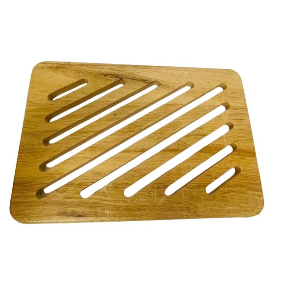 Cookware Heat Resistant Mat Bamboo Wooden Slotted Trivet Cutting Board - Picture 1 of 4
